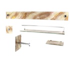 Kit Banheiro Vidro Luxo Reto 5 Peças Mármore Marfim