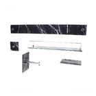 Kit Banheiro Vidro Luxo Reto 5 Peças Mármore Preto