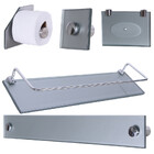 Kit Banheiro Vidro Luxo Reto 5 Peças Prata