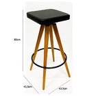 Kit Banqueta Para Bar Alta Assento Quadrado Preto Grosso Pés