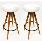 Kit Banqueta Para Bar Alta Assento Redondo Cor Branco Grosso