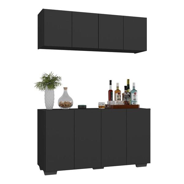 Kit Bar Armário Aéreo E Aparador 4 Portas Multimóveis Mp1087