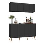 Kit Bar Armário Aéreo E Aparador 4 Portas Retrô Multimóveis M