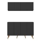 Kit Bar Armário Aéreo E Aparador 4 Portas Retrô Multimóveis M