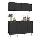 Kit Bar Armário Aéreo E Aparador 4 Portas Retrô Multimóveis M