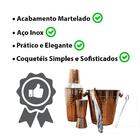 Kit Bar Coqueteleira Cobre Martelado Barman 5 Pçs Drink
