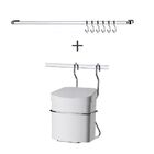 Kit Barra 45cm + Lixeira Branca Com Suporte Cromado 2pçs