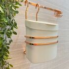 Kit Barra 45cm + Lixeira Branca Com Suporte Rose Gold 2pçs