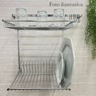 Kit Barra 45cm Com 6 Ganchos + Escorredor Cromado