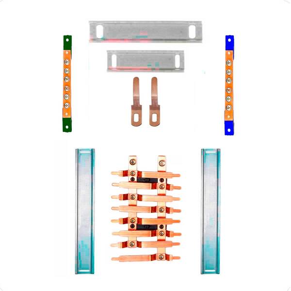 Kit Barramento Bifásico 100a Para 14 Circuitos