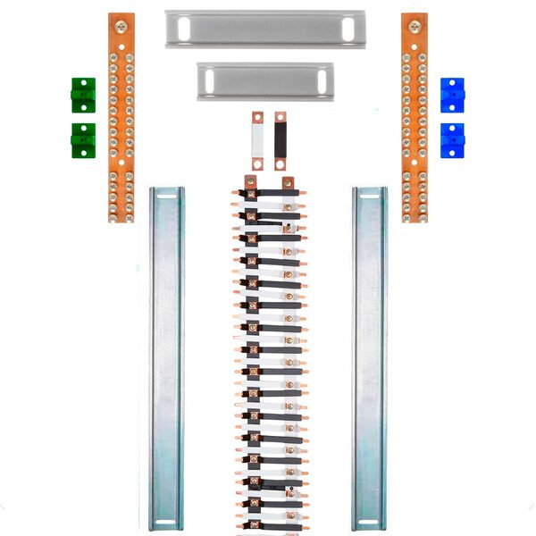 Kit Barramento Bifásico 150a Para 64 Circuitos Com Termo Retr