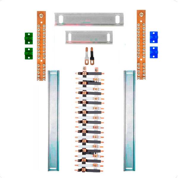 Kit Barramento Bifásico Isolado 100a Para 42 Circuitos Com Pl