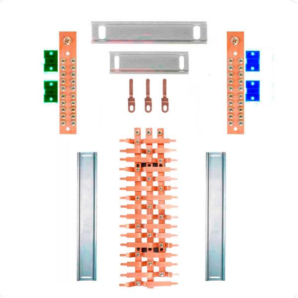 Kit Barramento Trifásico 100a Para 32 Circuitos Com Placa De