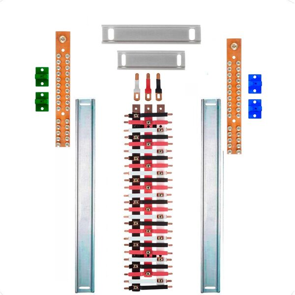 Kit Barramento Trifásico 100a Para 50 Circuitos Com Termo Ret