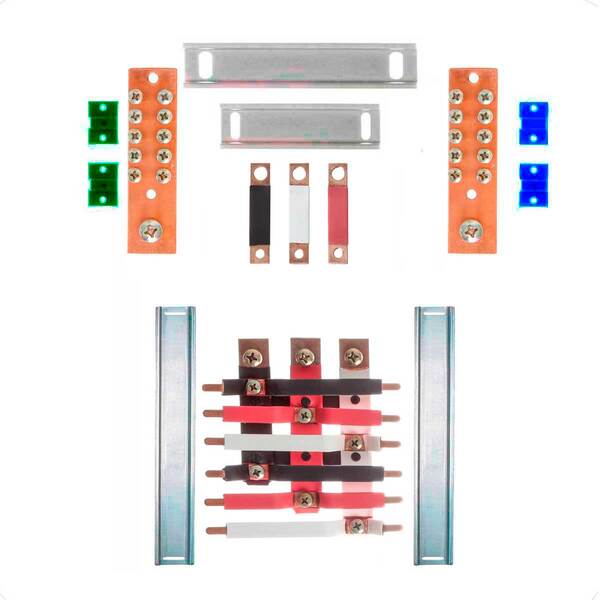 Kit Barramento Trifásico 150a Para 12 Circuitos Com Termo Ret
