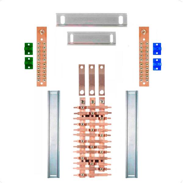 Kit Barramento Trifásico 150a Para 26 Circuitos Com Placa De