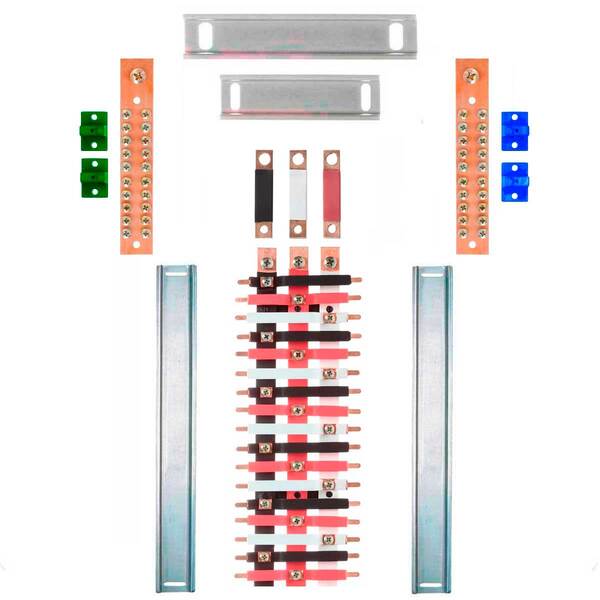 Kit Barramento Trifásico 150a Para 34 Circuitos Com Termo Ret