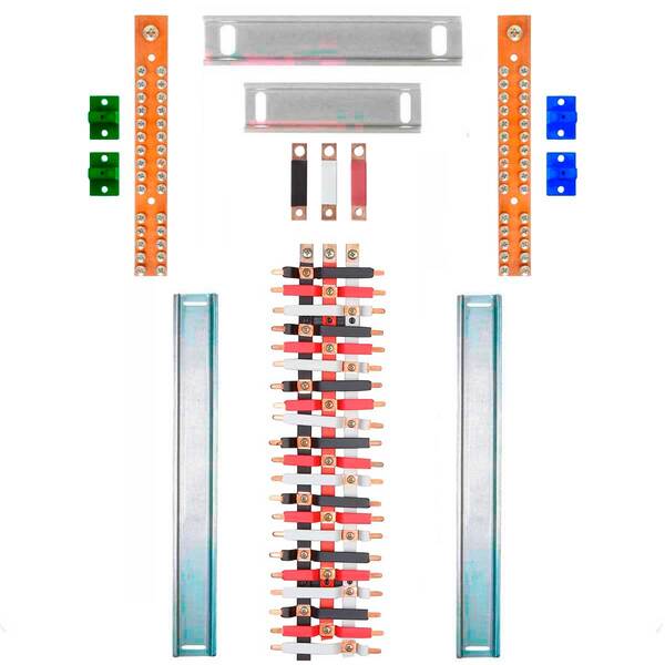 Kit Barramento Trifásico 150a Para 42 Circuitos Com Termo Ret