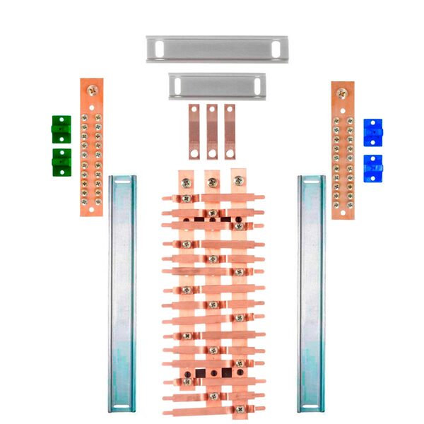 Kit Barramento Trifásico 225a Para 30 Circuitos Com Placa De