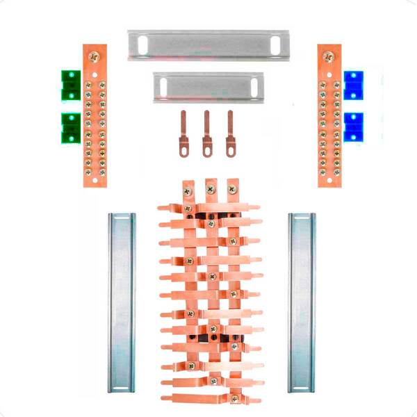 Kit Barramento Trifásico 80a Para 24 Circuitos Com Placa De P