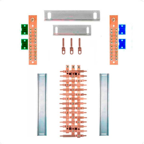 Kit Barramento Trifásico 80a Para 30 Circuitos Com Placa De P