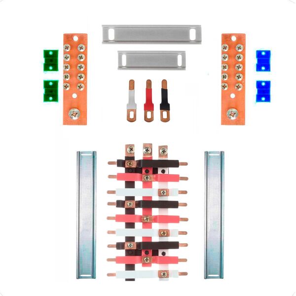 Kit Barramento Trifásico Isolado 100a Para 18 Circuitos Com P