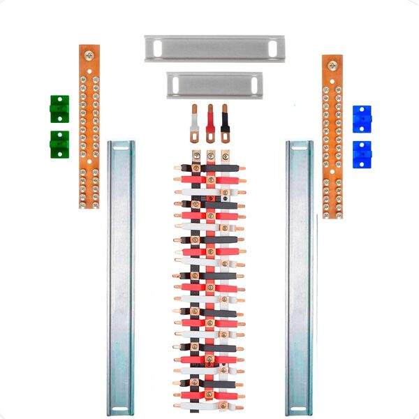 Kit Barramento Trifásico Isolado 100a Para 42 Circuitos Com P
