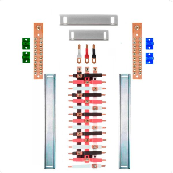 Kit Barramento Trifásico Isolado 80a Para 30 Circuitos Com Pl