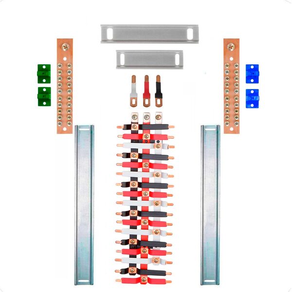 Kit Barramento Trifásico Isolado 80a Para 34 Circuitos Com Pl