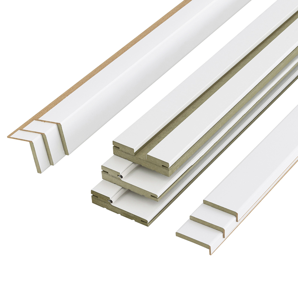 Kit Batente e Guarnição para Porta Camarão Regulável 12cm a 17cm de Madeira Eucalipto Branco 2,20x1,10m Moldurama