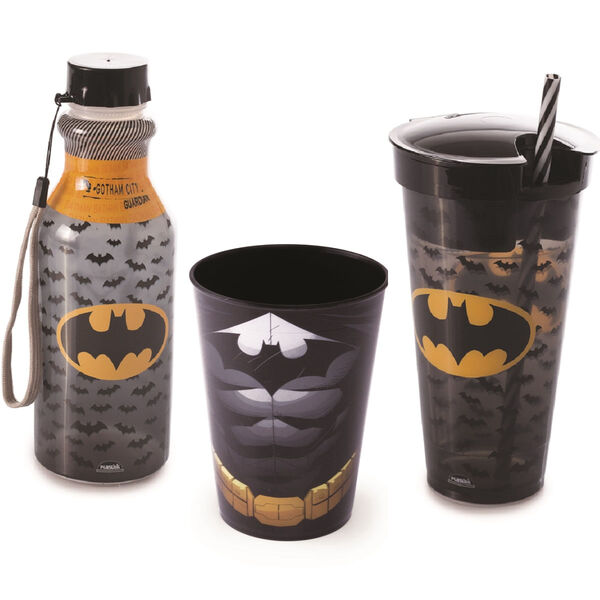 Kit Batman  Copo  Garrafa Retro E Copo 2 X 1 - Homem Morcego