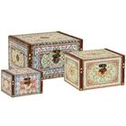 Kit Baú Com 3 Peças Em Canvas E Mdf