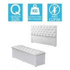 Kit Baú Recamier + Cabeceira Box Shop Queen Couro Sintético B