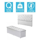 Kit Baú Recamier + Cabeceira Sonho Queen Corino Branco
