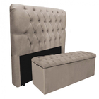 Kit Baú Recamier Mais Cabeceira Madrid Casal Suede Bege
