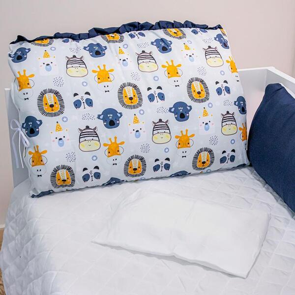 Kit Berço Com 9 Peças Estampado Animais Azul Marinho Carolina