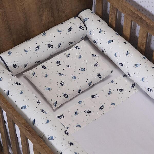 Kit Berço Padrão Americano Percal 150 Fios Rolinho 07 Peças M