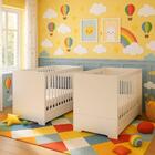 Kit Berço Para Gêmeos 3 Em 1 Para Colchão 60x130cm Multimóvei