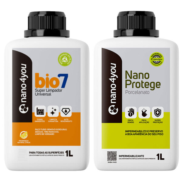 Kit Bio7 Soluções Remove Sujeiras Pesadas Protege Porcelanato