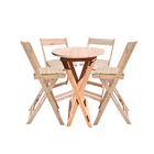 Kit Bistrô 4 Banquetas Dobrável De Madeira P/ Churrasqueira