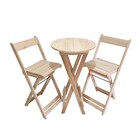 Kit Bistrô Eucalipto Dobrável Com 2 Banquetas De Madeira  Nat