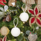 Kit Bola de Natal Branca Cordas 8cm 6 Peças Cromus