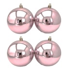 Kit Bola De Natal Brilhante Lisa Rosê Gold 12cm 4 Peças