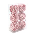 Kit Bola de Natal Cordas Vermelho e Branco 8x8x8cm 6 Peças Cromus