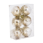 Kit Bola de Natal Dourada Glitter 8cm 6 Peças Cromus