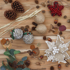 Kit Bola de Natal Elfo rustico Bege 6 Peças 8cm Cromus