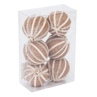Kit Bola de Natal Marrom e Branca Listrada 8cm 6 Peças Cromus