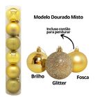 Kit Bola De Natal Mista Gliter, Fosco E Brilho Dourado 24 Uni
