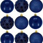 Kit Bola De Natal Mix Estrela Print Azul Marinho 6cm 9 Unidad