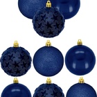 Kit Bola De Natal Mix Estrela Print Azul Marinho 6cm 9 Unidad